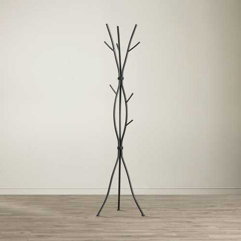 Image of Metal Tree Branch Style Coat Rack with Multiple Hooks in Black