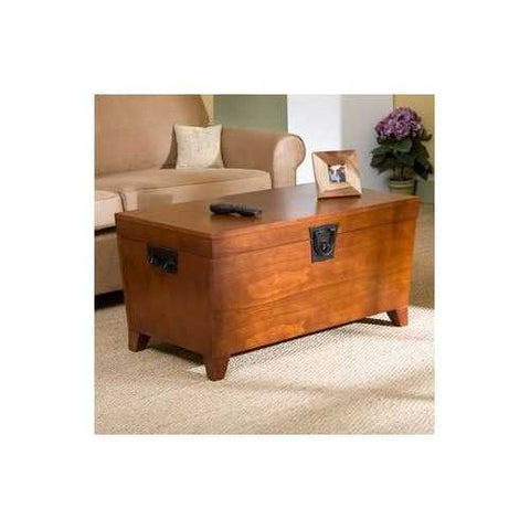 Image of Wooden Lift Top Coffee Table Storage Trunk in Mission Oak Finish