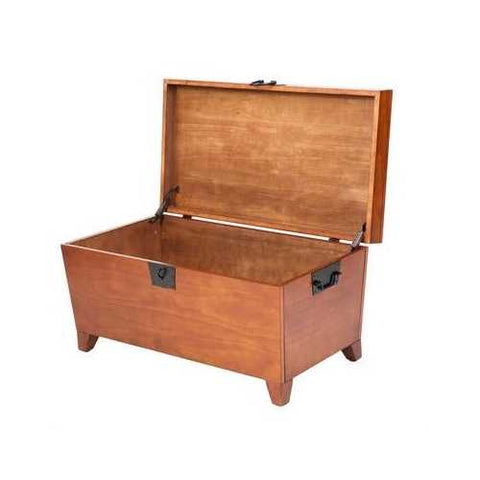 Image of Wooden Lift Top Coffee Table Storage Trunk in Mission Oak Finish