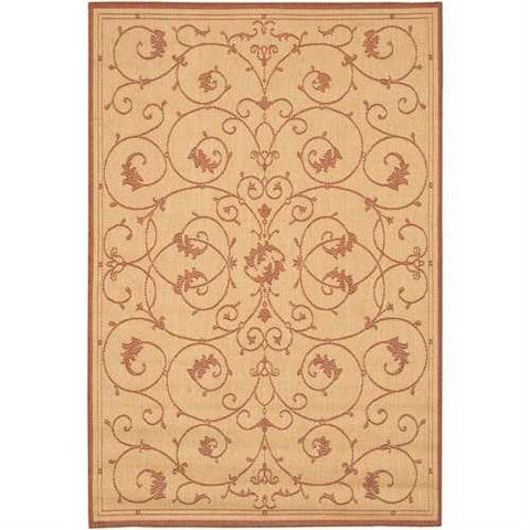 Image of 7'6 x 10'9 Large Area Rug with Floral Vine Leaves Pattern in Terracotta