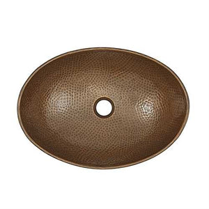 Hammered Copper Bath Vessel Sink Oval 19 x 14 inch