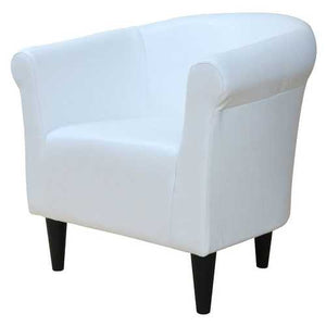 Modern Classic White Faux Leather Upholstered Club Chair - Made in USA