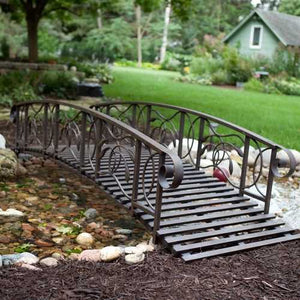 8-Ft Metal Garden Bridge in Weathered Black Finish - 750-lb Weight Capacity