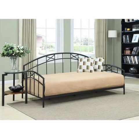 Image of Twin size Black Metal Daybed Frame with Decorative Rails