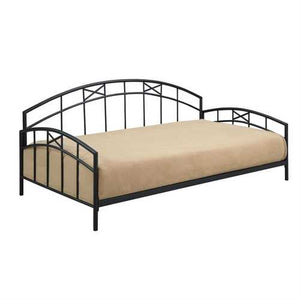 Twin size Black Metal Daybed Frame with Decorative Rails