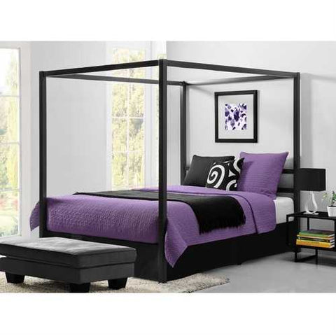 Image of Queen size Modern Canopy Bed in Sturdy Grey Metal