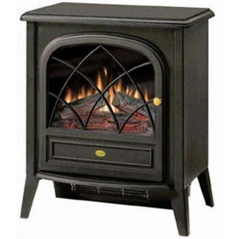 Image of Black Compact Stove Style Electric Fireplace Space Heater with 3D Flame