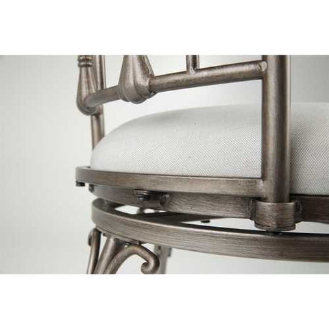 Image of Brushed Bronze 30-inch Metal Bar Stool with Ivory Linen Fabric Swivel Seat