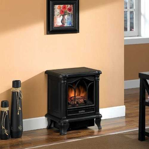 Image of Black Freestanding Electric Stove Style Fireplace Space Heater