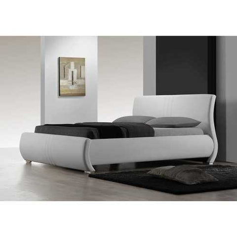 Image of King size Contemporary White Faux Leather Platform Bed Frame