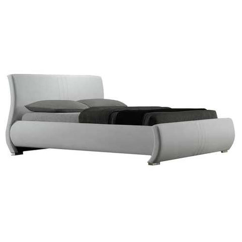 Image of Queen size Modern White Faux Leather Upholstered Platform Bed