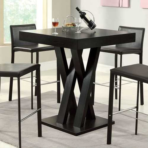 Image of Modern 40-inch High Square Dining Table in Dark Cappuccino Finish