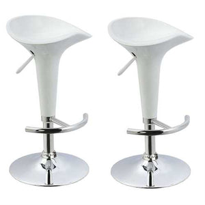 Set of 2 Modern Adjustable Height Barstools in White