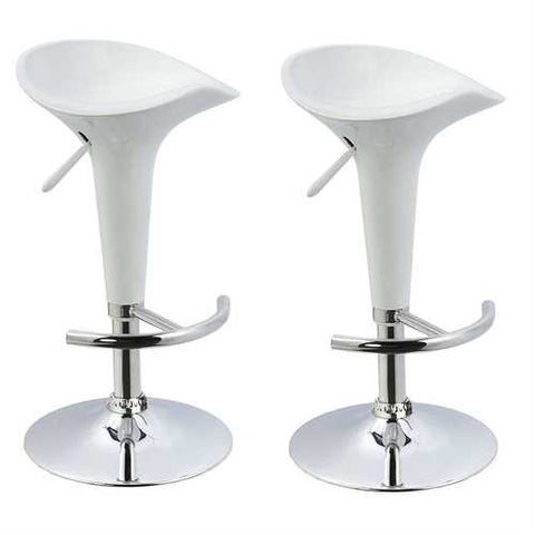 Image of Set of 2 Modern Adjustable Height Barstools in White