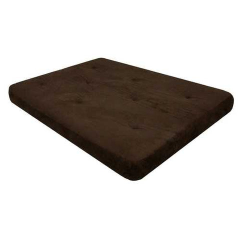 Image of Full size 6-inch Thick Futon Mattress with Chocolate Brown Cover