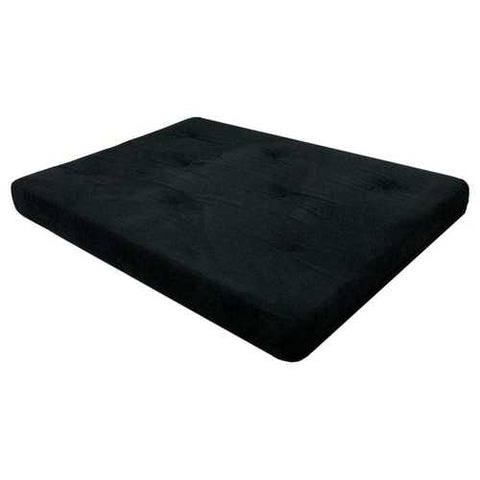 Image of Full-size 6-inch Thick Futon Mattress with Black Microfiber Futon Cover