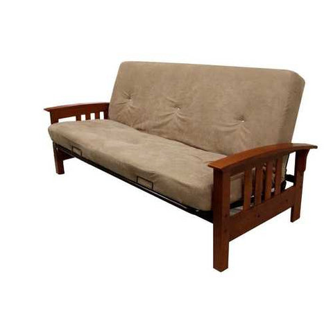 Image of Full-size 6-inch Thick Comfort Coil Futon Mattress with Tan Futon Cover