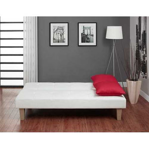 White Click Clack Faux Leather Futon Sofa Bed