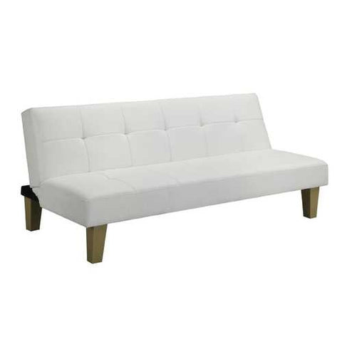 Image of White Click Clack Faux Leather Futon Sofa Bed