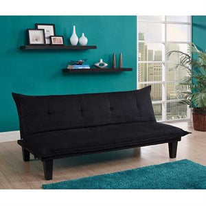 Black Microfiber Click-Clack Sleeper Sofa Bed Futon Lounger