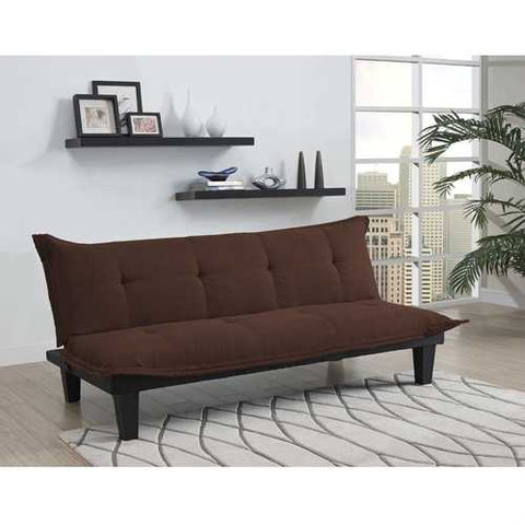 Image of Modern Convertible Sofa Bed Futon Lounger in Brown Microfiber