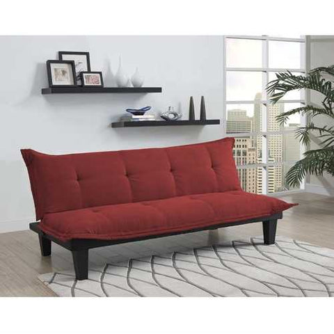 Image of Contemporary Futon Style Sleeper Sofa Bed in Red Microfiber