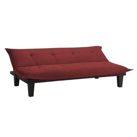 Image of Contemporary Futon Style Sleeper Sofa Bed in Red Microfiber