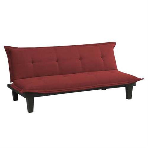 Image of Contemporary Futon Style Sleeper Sofa Bed in Red Microfiber