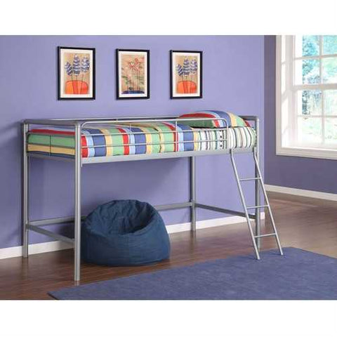 Image of Twin size Bunk Bed Style Metal Loft Bed in Silver