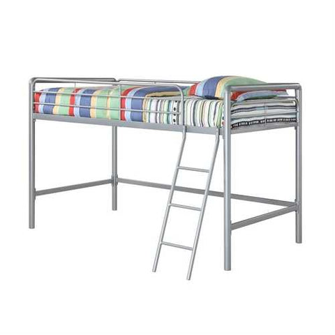 Image of Twin size Bunk Bed Style Metal Loft Bed in Silver