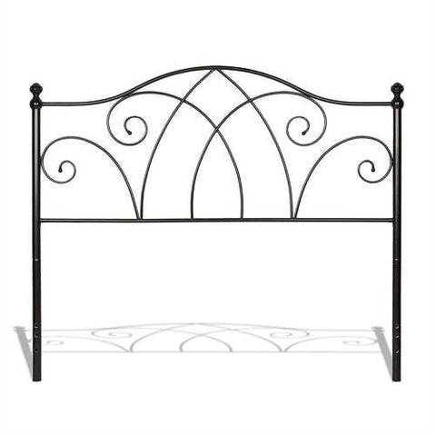 Image of Full size Complete Elegant Metal Bed Frame with Spiral Pattern Headboard and Footboard