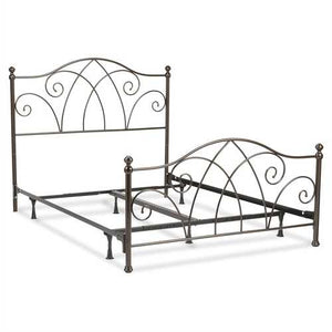 Full size Complete Elegant Metal Bed Frame with Spiral Pattern Headboard and Footboard