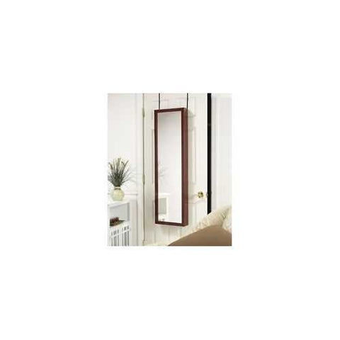 Image of Wall / Door Mount Jewelry Armoire / Full Length Mirror in Cherry Finish