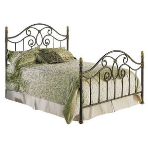 Queen size Metal Poster Bed with Headboard and Footboard in Autumn Brown