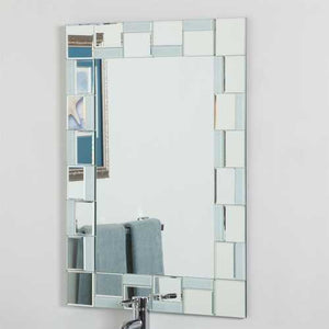 Contemporary 31.5 x 23.6 inch Rectangle Bathroom Mirror with hand cut Mirrors Edging