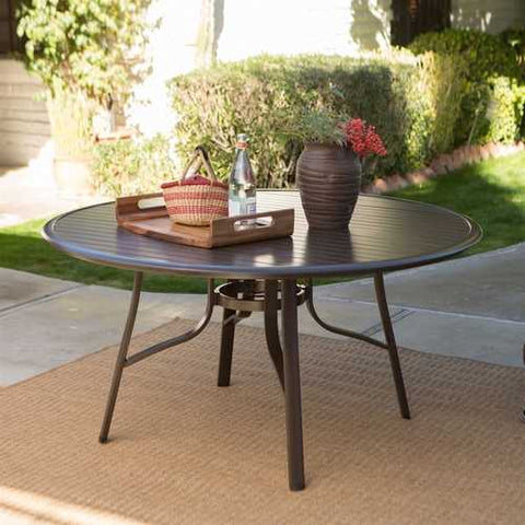 Image of Round 51-inch Modern Patio Dining Table with Center Umbrella Hole