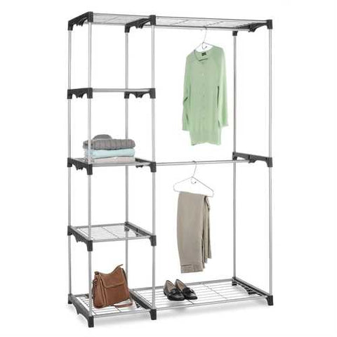 Image of Freestanding Closet Organizer Garment Rack Storage Unit with Hanging Rods