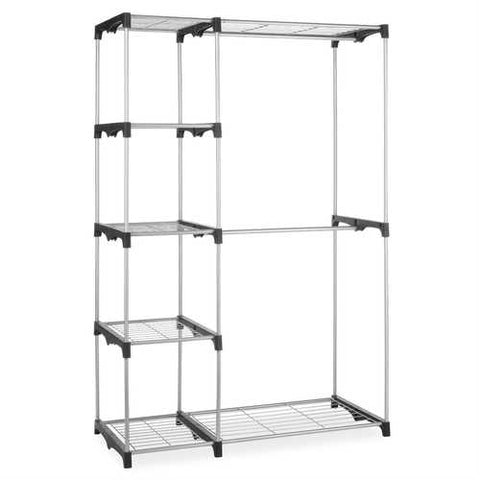 Image of Freestanding Closet Organizer Garment Rack Storage Unit with Hanging Rods