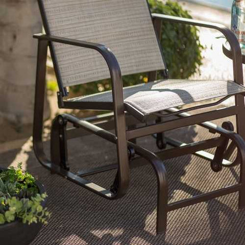 Image of Weather Resistant 3-Piece Padded Sling Chair Patio Glider Set with Side Table