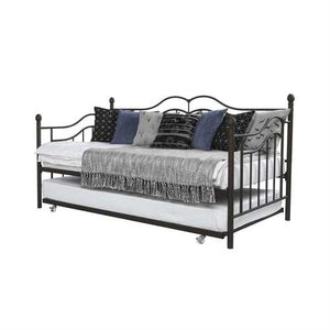 Twin size Daybeds with Trundle Bed in Brushed Bronze Metal Finish