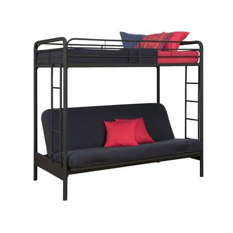 Image of Twin over Full Futon Bunk Bed Sleeper Sofa in Black Metal