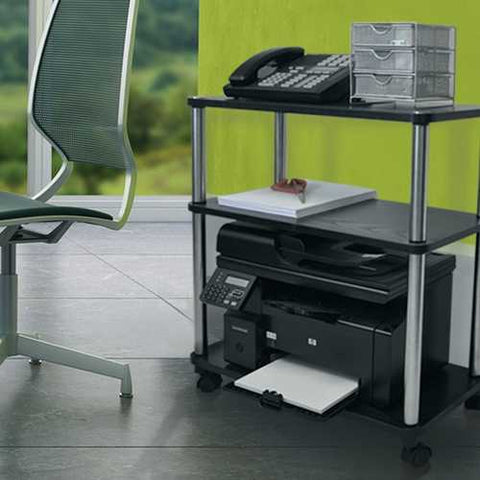 Image of 3-Shelf Mobile Home Office Caddy Printer Stand Cart in Black