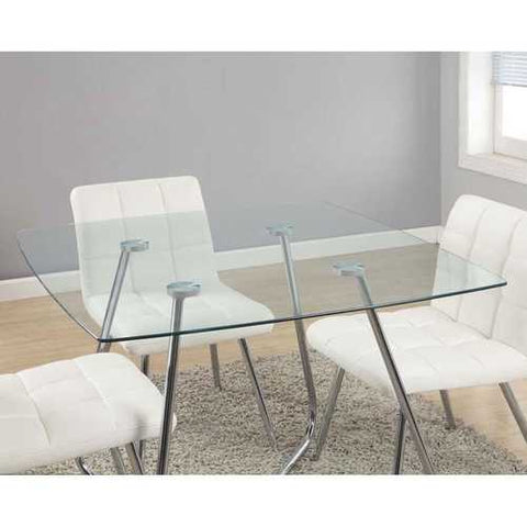 Image of Modern Square Dining Table 40 x 40-inch with Tempered Glass Top