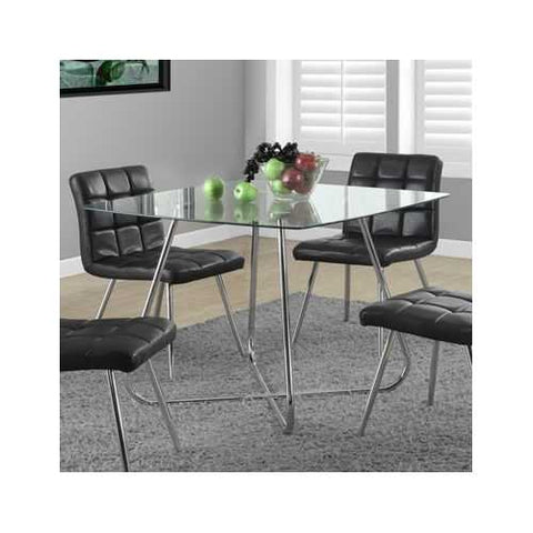 Image of Modern Square Dining Table 40 x 40-inch with Tempered Glass Top