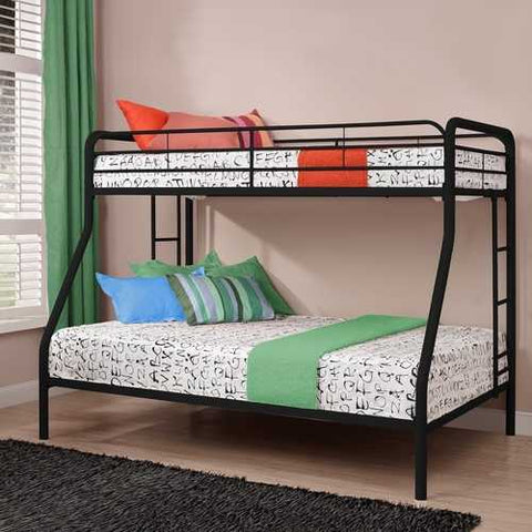 Image of Twin over Full size Bunk Bed in Sturdy Black Metal