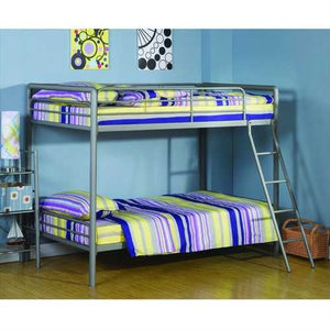 Twin over Twin size Silver Metal Bunk Bed