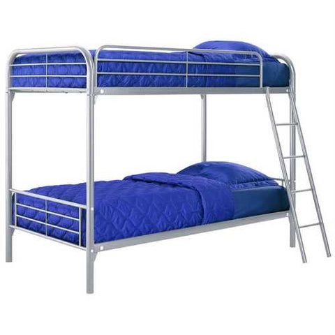 Image of Twin over Twin size Silver Metal Bunk Bed