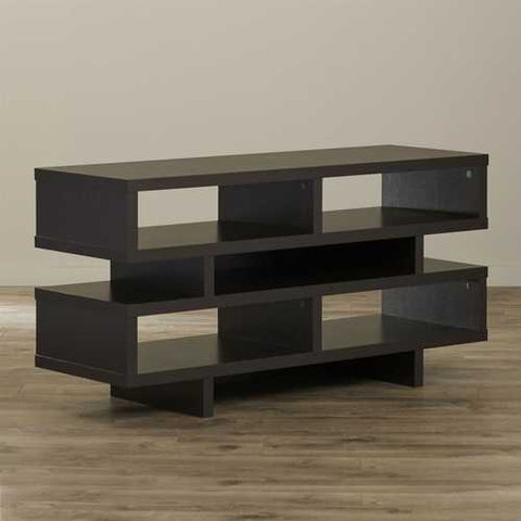 Image of Modern TV Stand Entertainment Center in Dark Brown Cappuccino Wood Finish