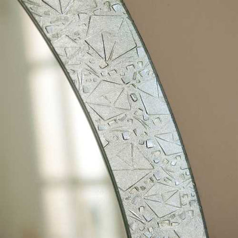 Image of Oval Frame-less Bathroom Vanity Wall Mirror with Elegant Crystal Look Border