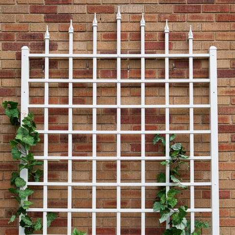 Image of 8 Ft Wall Mounted Trellis in White Vinyl - Made in USA